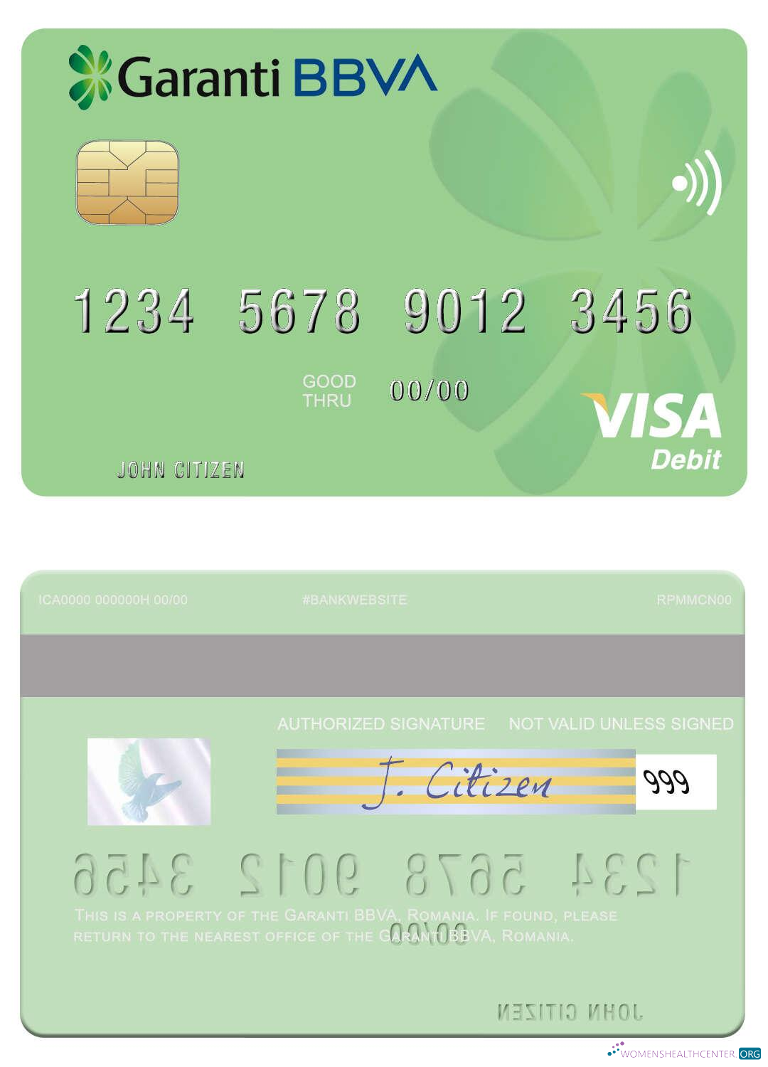 Download Romania Garanti BBVA visa debit card Photoshop template